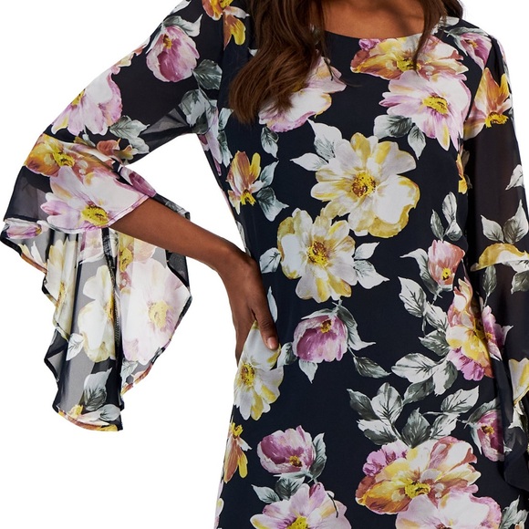 Flirty florals and chiffon finish sheath dress by Connected apparel - Picture 4 of 4